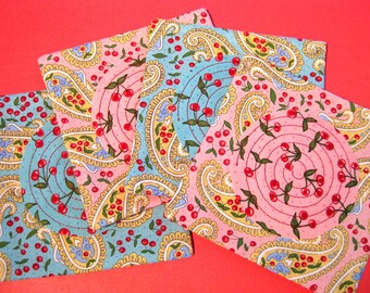 Cherry Fabric Drink Coasters