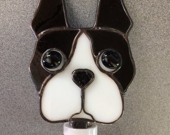 Boston Terrier Stained Glass Dog Night Light