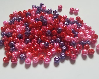 Valentines pearl mix, Glass pearl mix, Glass pearl beads, Bead mix, Bead soup, Glass pearls, Glass beads, Pearl beads, Jewellery making