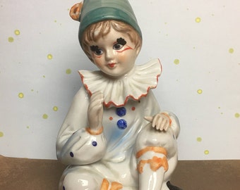 Send In The Clowns Porcelain Sitting Clown Music Box Pierrot