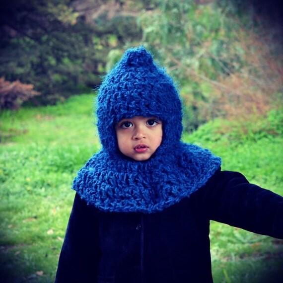 Download Crochet Pattern Seamless Pixie Hood Cowl Warm Winter Snow