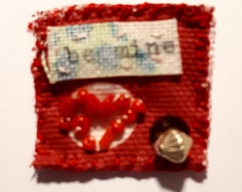 Textile Inch Square Brooch