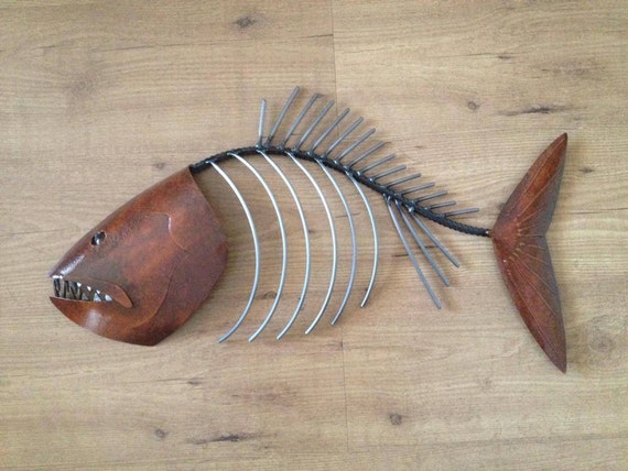Fish Sculpture 24in Tropical Coastal Beach Metal Wall Art Fish