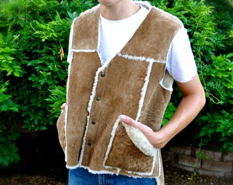 Vintage Men's Shearling Vest Western Style