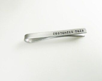 Custom Tie Bar Aluminum Personalized Hand Stamped Tie Clip Groomsman gift Father's Day