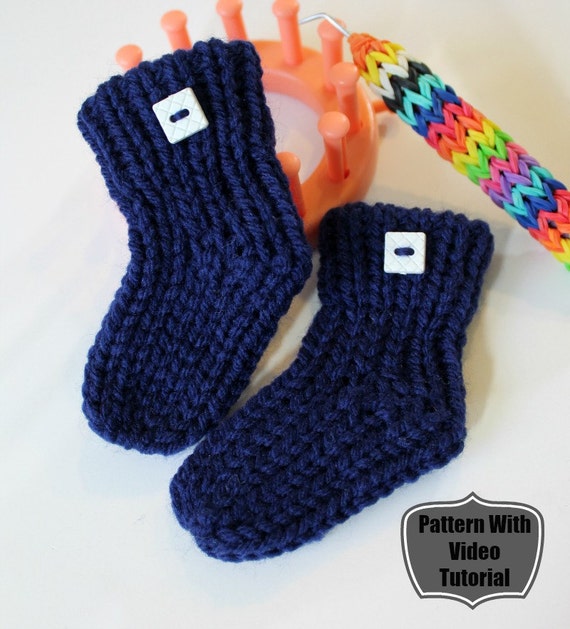 Loom Knitting Baby Booties Sock Pattern NO Holes NO Bulk on