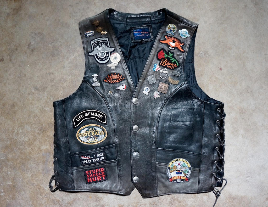 Vintage Harley Motorcycle Leather Biker Vest with Patches