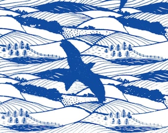 Wrapping paper in Hills and Dales design-silkscreen, handprinted paper