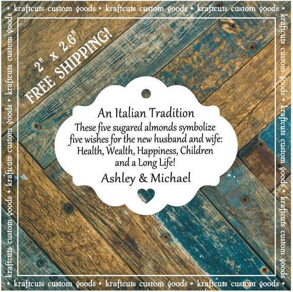 Jordan Almond Favor Tags #612 FREE SHIPPING!