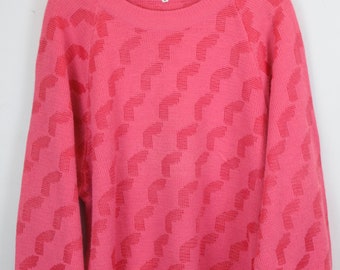 Vintage Sweater, Vintage Knit Pullover, 80s, 90s, pink, oversized look