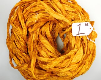 Silk Sari Ribbon, recycled sari ribbon, Sari Silk Ribbon, rug making supply, Aztec gold ribbon, weaving supply, knitting supply