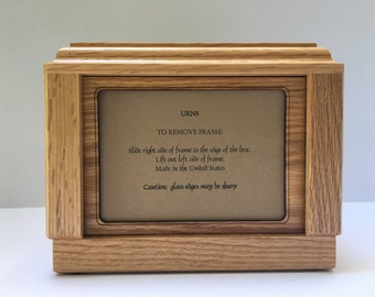 Pet Urn, Dog Urn, Cat Urn, Oak Pet Urn, Pet Urn with picture frame,