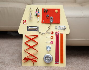 Busy Board - House. Activity board, early development Montessori educational toy.