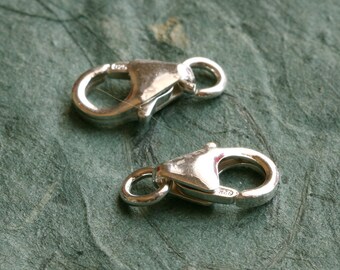Sterling Silver Clasps - 11mm Oval Lobster Clasp with Ring - Select Pack Size