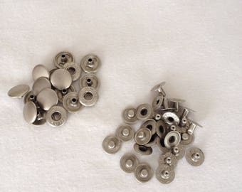 Metal snap buttons round 12mm set of 20pcs silver sewing notions