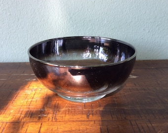 Vintage silver fade round bowl, Queen's lusterware salad bowl, dessert bowl, unique hard to find in this shape