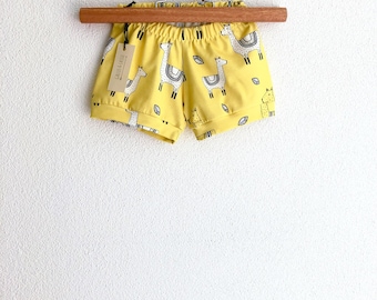 Organic llama kids shorts, llama baby shorties, baby beach shorts, toddler boy shorts, toddler girl shorts, girls summer clothes, llamas