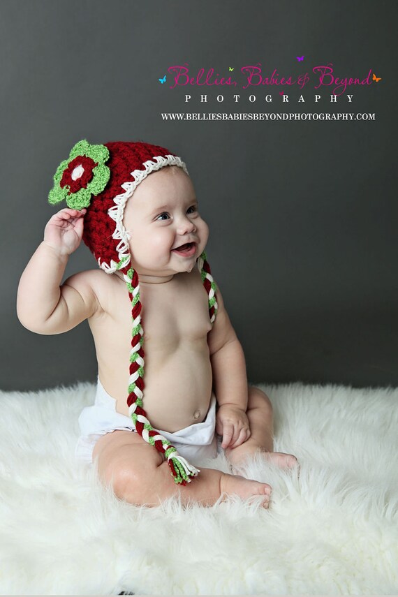 Items similar to Baby Girl Christmas Hat / Crochet Christmas Hat / Made
