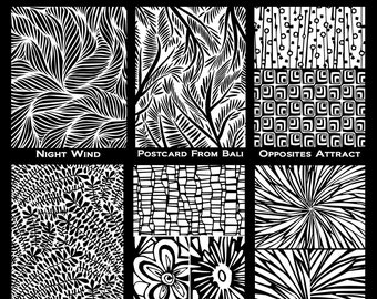 Silkscreen collection, get all 6 of the 2016 collection by Helen Breil beautiful crisp designs perfect for silkscreening on polymer clay