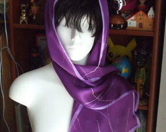Vintage Anne Klein Long Scarf. 100% Silk. Purple.