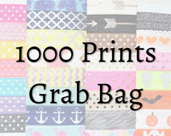 Bulk Hair Ties ~ 1000 Pack GRAB BAG PRINTS Handmade Trendy Ponytail Holders Knotted Stretchy Elastic Yoga Hair Bands MissPonytail