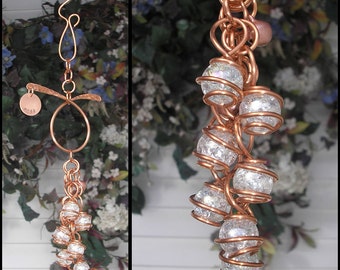 Glass & Copper Wind Chimes / Gypsy Windchime Garden Art Suncatcher Yard/Lawn/Outdoor Decor