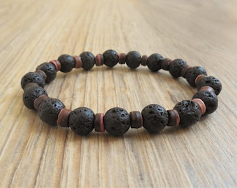 lava bracelet wood bead bracelet lava diffuser bracelet lava bead bracelet essential oil bracelet for him lava stone mens bracelet lava bead