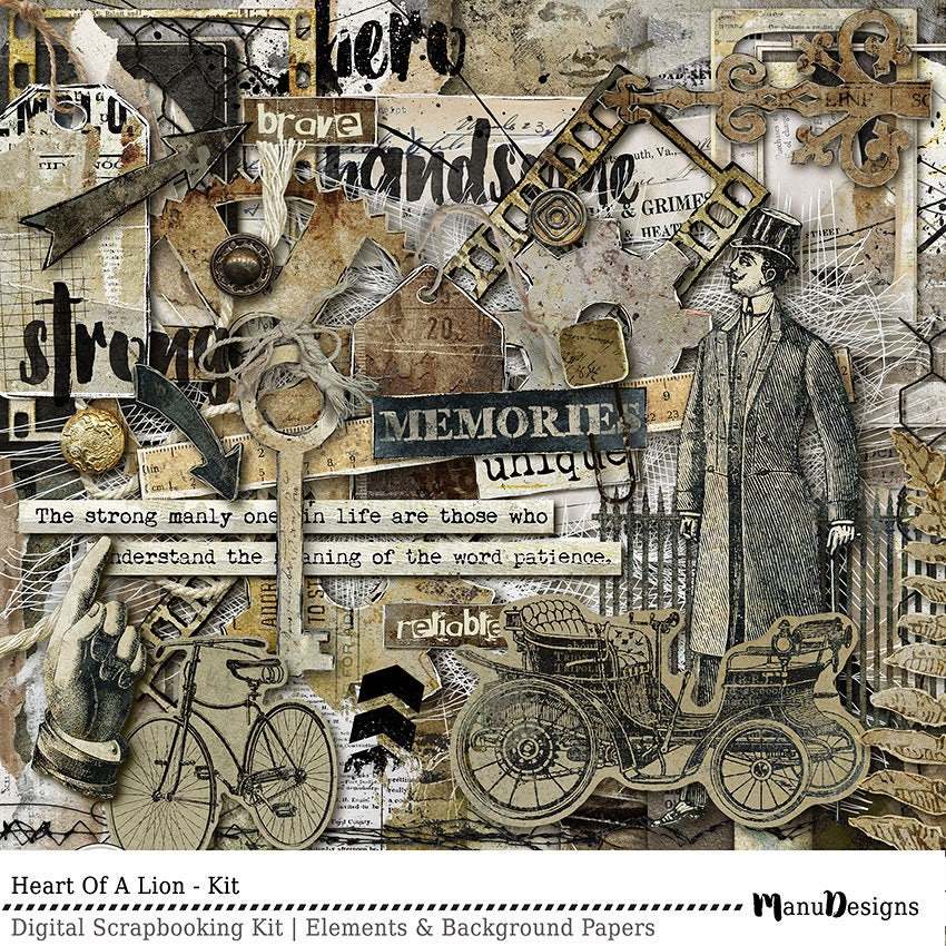 Digital Scrapbook Kit, Masculine Scrapbooking, Masculine Papers, Men
