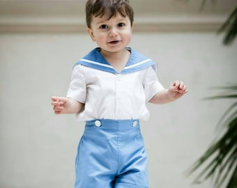 page boy suit, ring bearer outfit, toddler wedding clothes, prince george, sailor suit, nautical boys romper, formal baby clothes