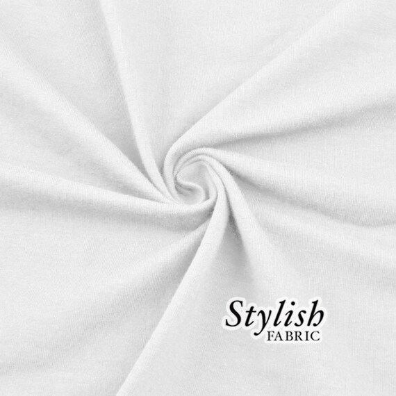 White Cotton Lycra Jersey Knit Fabric Combed 7oz by the Yard