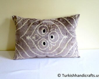 Free Shipping ! Set of 2 Silk Velvet Pillow Cover, Velvet Ikat Pillow Cover, Silk Uzbek Velvet Pillow Cover, Handmade Silk Velvet Pillow
