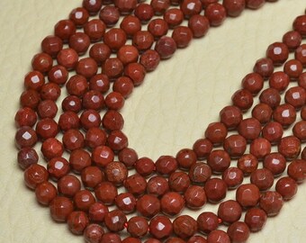 1 Strand of 3-4 mm round faceted Red Jasper beads (#J1476)