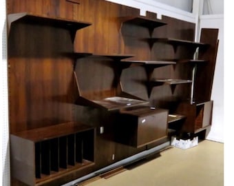 Poul Cadovius Mid Century Rosewood Wall Unit Made in Denmark Sold for Parts No Panels
