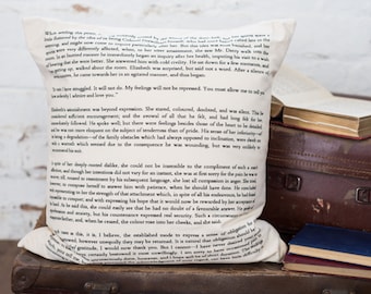 Pride And Prejudice Cushion Cover - Book Page Print Cushion - Mr Darcy Proposal - Jane Austen Quote - Homeware Gift - Home Accessories