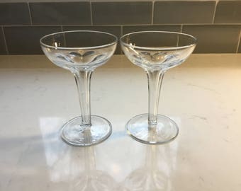 Antique Hollow Stem Champagne Coupes - set of 2