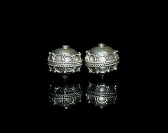 Two 13mm 925 Sterling Silver Beads, 5.9 grams. 13mm Sterling Silver Beads, Sterling Silver Beads, Sterling Silver Bali Beads