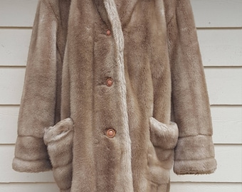 Vintage 1960's Faux Fur Vegan Coat - L