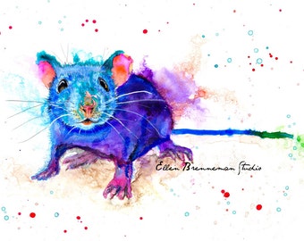 Mouse art print - mouse art, colorful mouse print, mouse wall decor, rodent art, mice art print, woodland animal art, mouse lover art, mouse