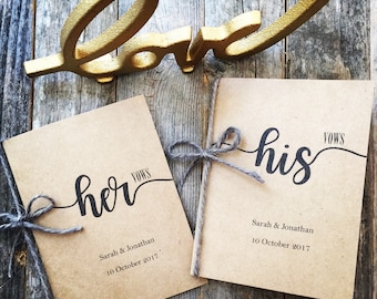 Wedding Vow Book His and Hers Personalized Vintage Rustic Wedding
