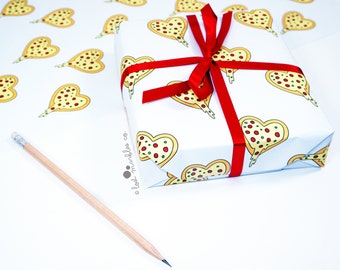 Pizza Gift Wrap ∙ Wrapping Paper ∙ Birthday Gift Wrap ∙ Present Wrapping ∙ Bff Giftwrap ∙ Funny Wrapping Paper ∙ Pizza Heart Wrapping Paper