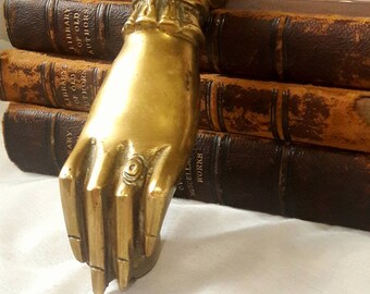 Brass Hand Door Knocker, Victorian Gothic Style, Ruffled Cuff, Ring on Finger, Door Hanger Decoration, Old House Renovations, Brass Hardware