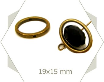 8 rings drilled oval bronze BB08 beads
