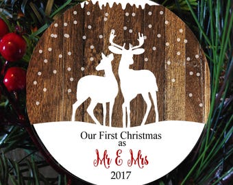 Married Christmas Ornament Personalized, Married Couple First Christmas Ornament 1st Christmas as Mr & Mrs Newlywed First Christmas Married