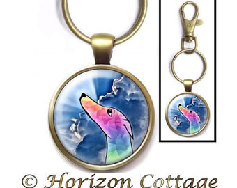 HorizonCottage's Dog Memorial Gift, Rainbow Bridge Clip, Rainbow Greyhound, Your Choice of Finish