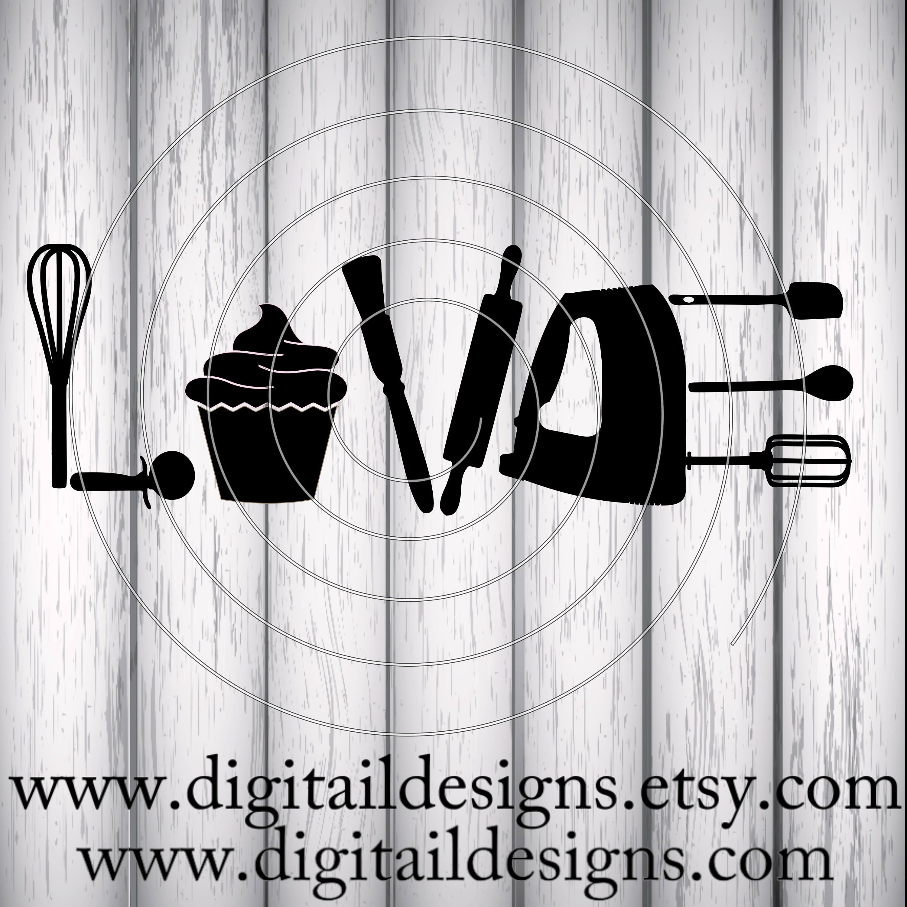 Love Baking SVG PNG DXF Eps Fcm Ai Cut File for Silhouette