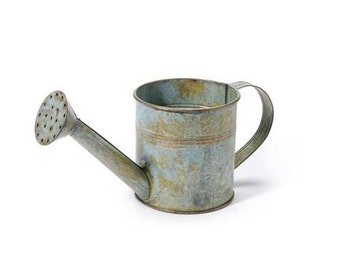 Vintage Galvanized Metal Watering Can - Antique Gray - 8.25 x 3.75 x 4 inches