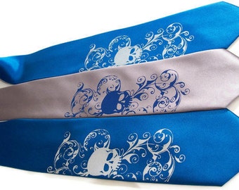 RokGear Skull print Neckties - 3 Mens ties print to order in colors of your choice