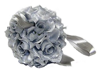 Silver pomander ball for decoration 4.5" kissing pomander set of 6