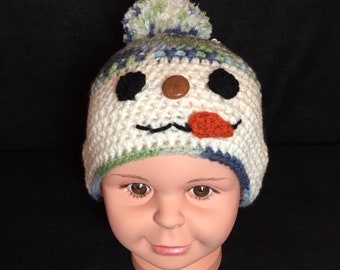 Crochet Hat, Snowman Hat