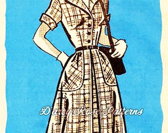 Marian Martin R9181 Vintage 50s Mail Order Stylish Shirtdress Sewing Pattern